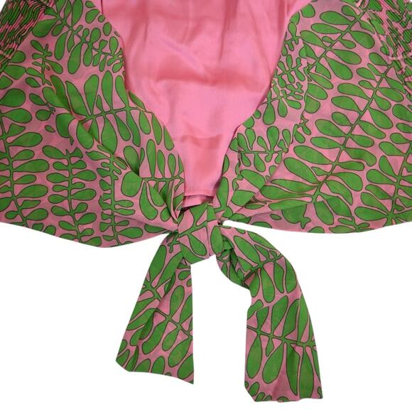 Trina Turk Womens Large Petal Print Plissé Ruffle Halter Top in Pink Dawn NEW - Picture 7 of 11